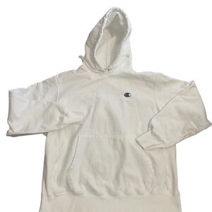 Vintage Champion Hoodie Womens‎ Large Reverse Weave White